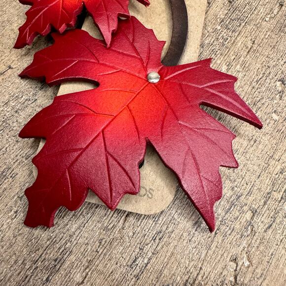 Leather Purse Charm Maple Leaf Bag Charm Genuine Leather Purse Keychain NEW - Picture 7 of 9